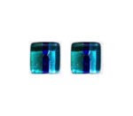 Gemelli in vetro di Murano argento fantasia righe blu