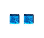 Murano glass cufflinks, silver leaf, light blue