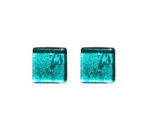 Gemelli in vetro di Murano argento tinta unita verde marino