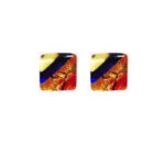 Murano glass cufflinks, gold leaf, multicoloured
