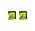 Murano glass cufflinks, gold leaf, light green
