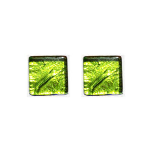 Murano glass cufflinks, gold leaf, light green