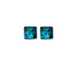 Stud earrings in Murano glass, light blue with gold leaf