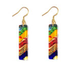 Long Murano glass earrings, multicoloured with gold leaf