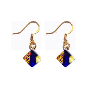 Small Murano glass earrings, multicoloured with gold leaf