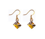 Small Murano glass earrings, gold leaf, murrine