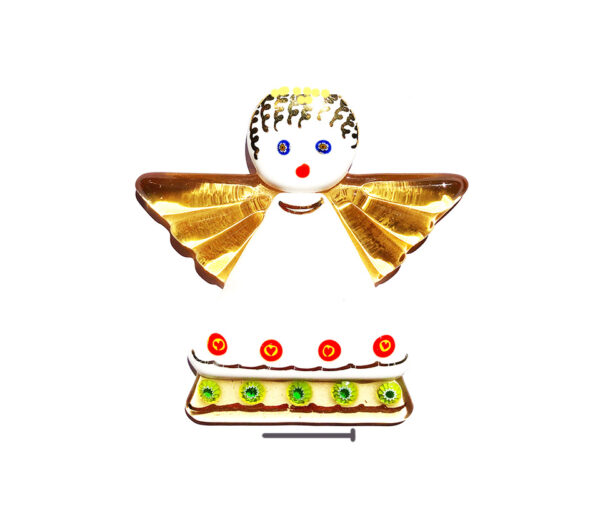 Angel in fused glass, table ornament, white
