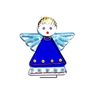 Angel in fused glass, table ornament, green