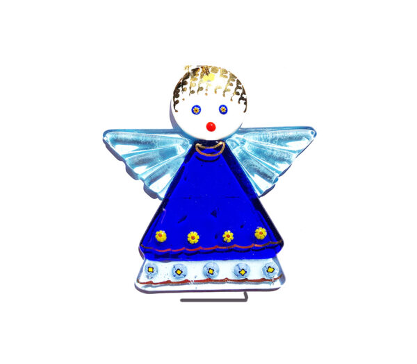 Angel in fused glass, table ornament, green