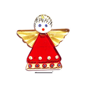 Angel in fused glass, table ornament, red