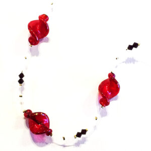 Necklace featuring Lampwork Murano Glass Beads with Internal Gold Leaf
