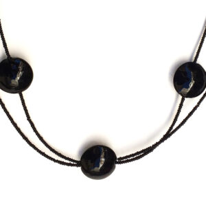 Necklace with 3 Round Black Beads