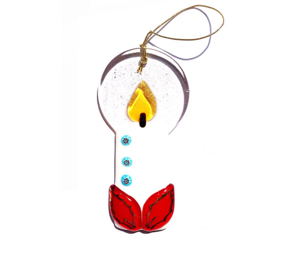 Candle in Murano glass - hanging ornament - white
